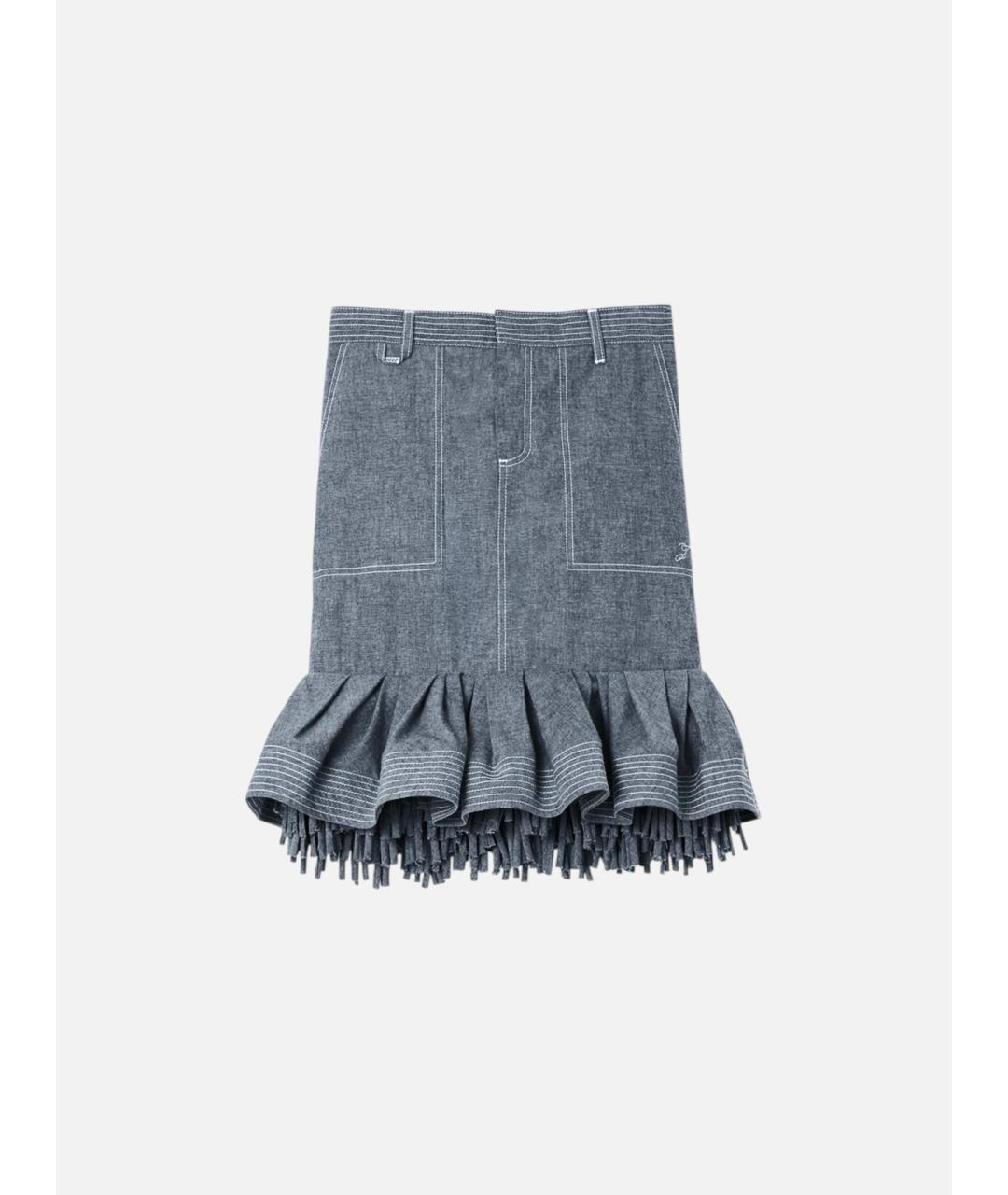 JACQUEMUS Синяя хлопковая юбка миди, фото 6