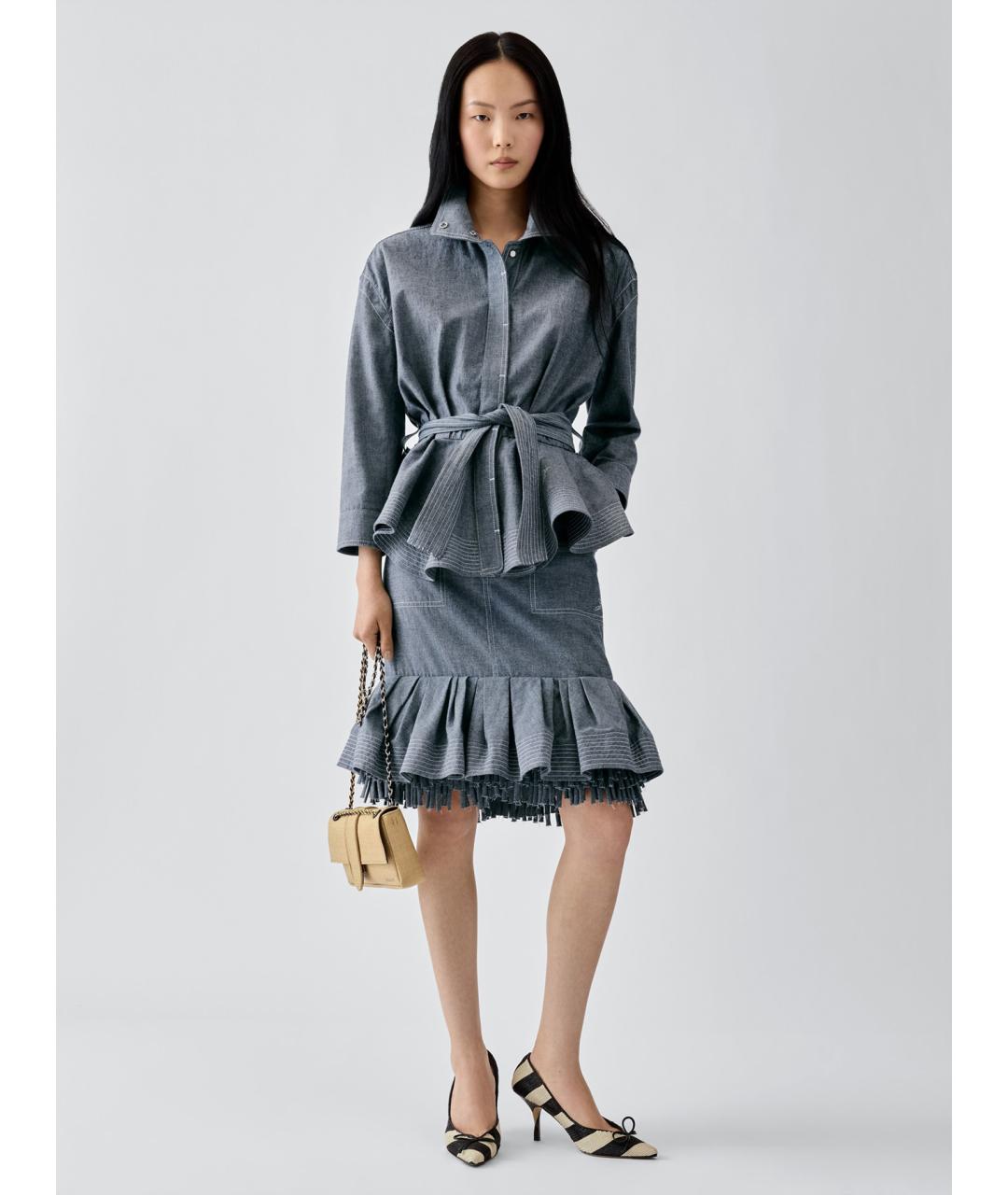 JACQUEMUS Синяя хлопковая юбка миди, фото 2