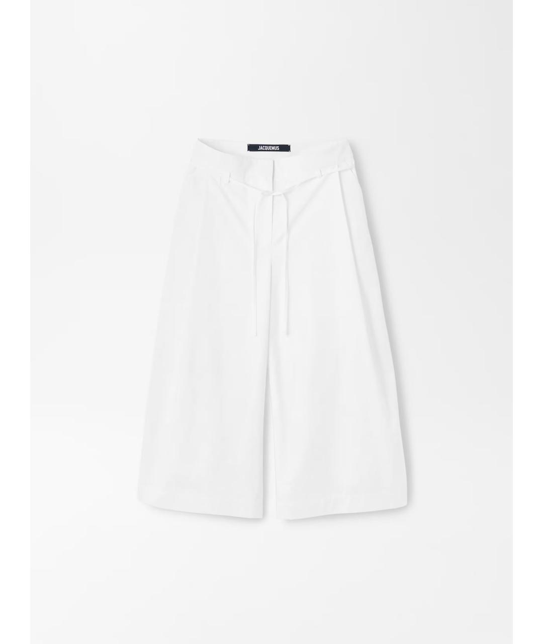 JACQUEMUS Белые хлопковые прямые брюки, фото 1