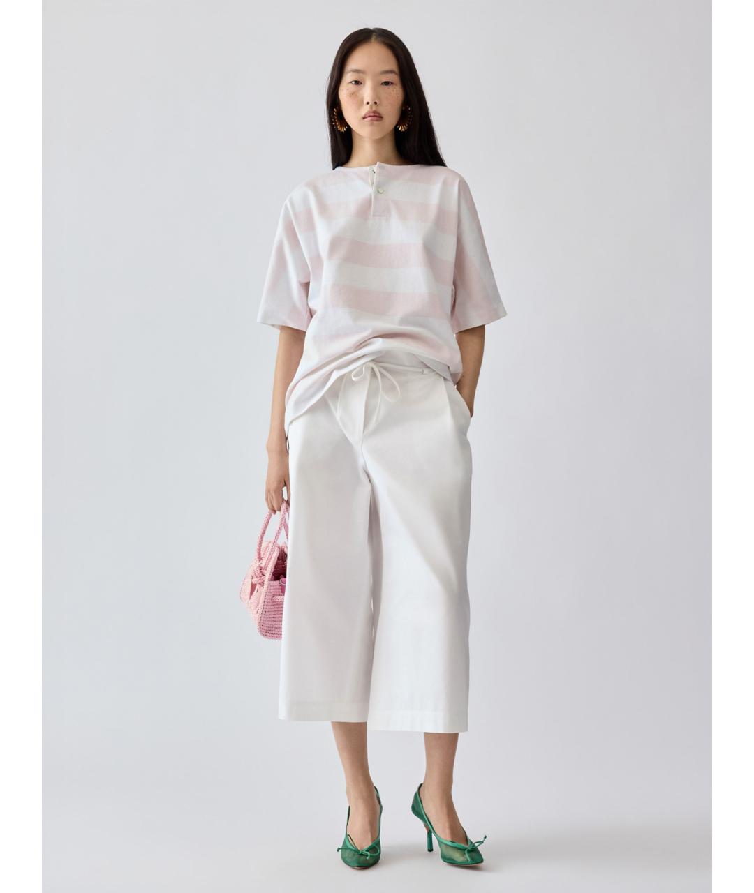 JACQUEMUS Белые хлопковые прямые брюки, фото 2