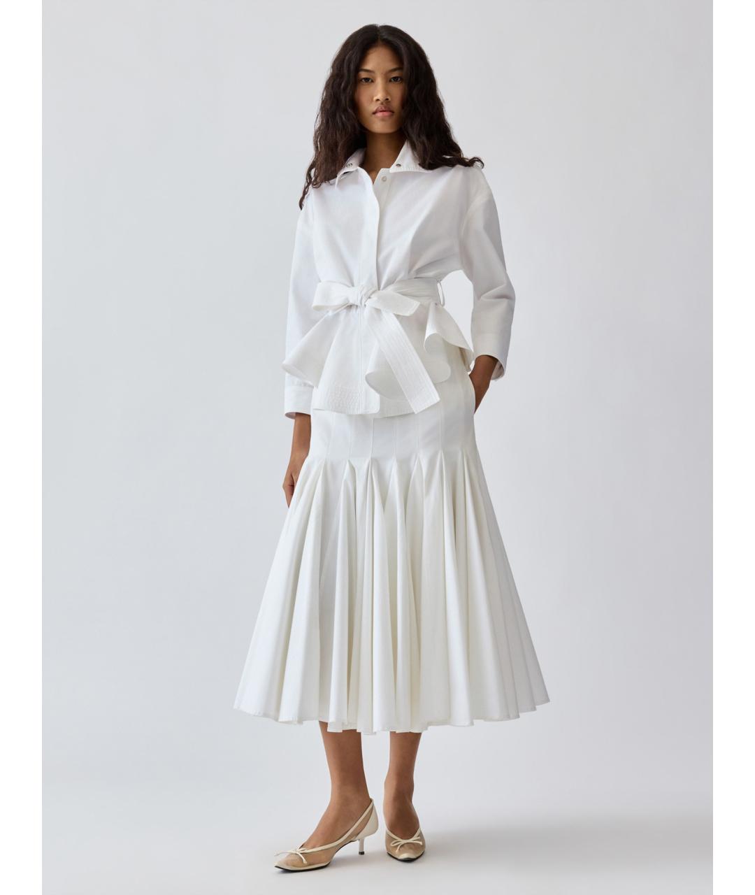 JACQUEMUS Белая хлопковая юбка миди, фото 2