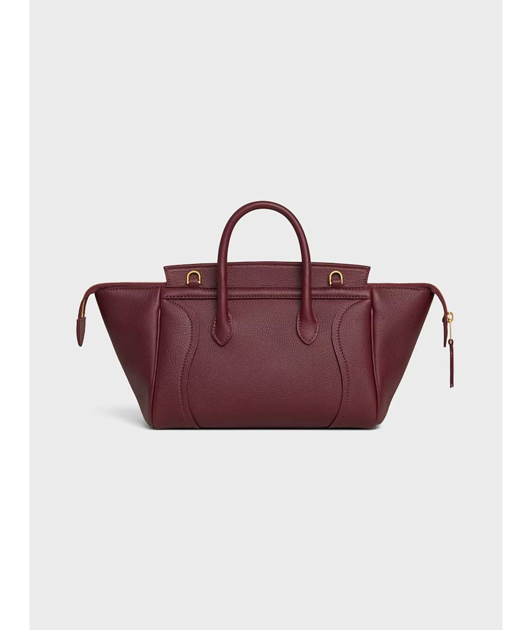 CELINE Бордовая кожаная сумка тоут, фото 4