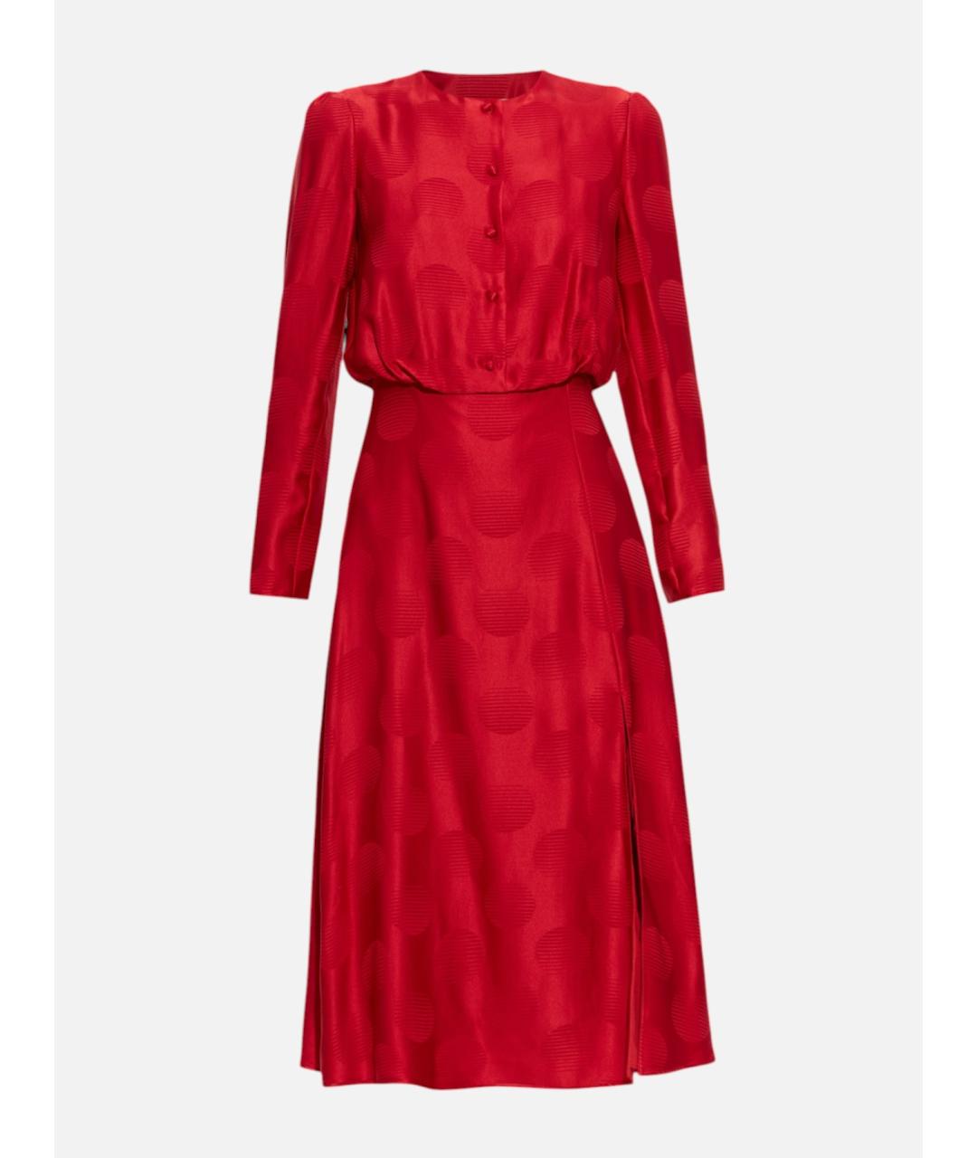VALENTINO Красное шелковое повседневное платье, фото 5