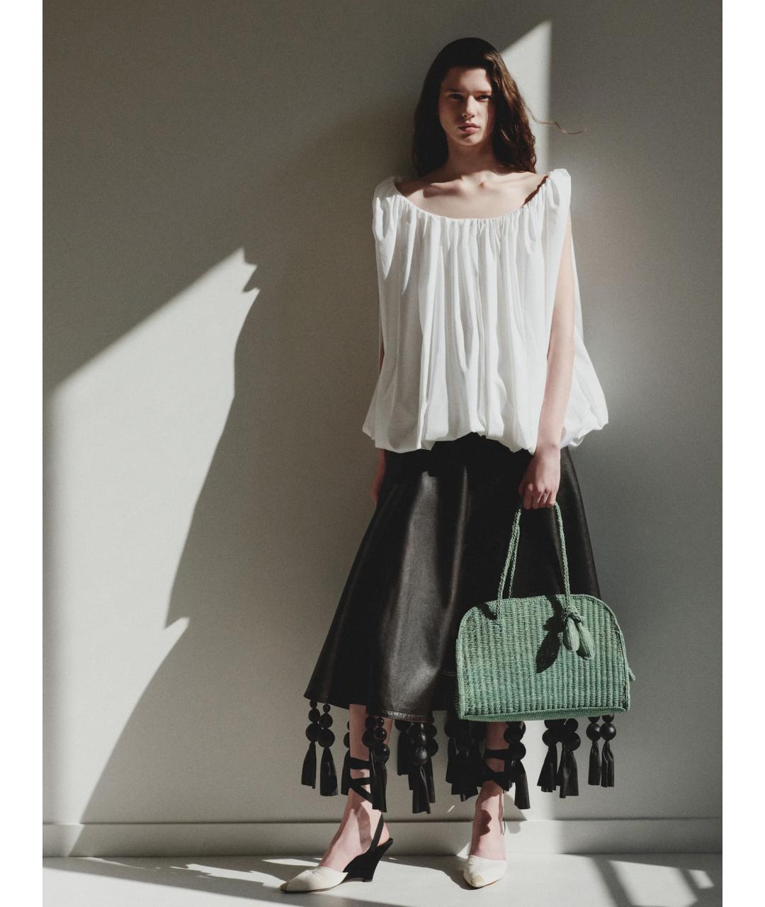 JACQUEMUS Зеленая рафия сумка тоут, фото 2