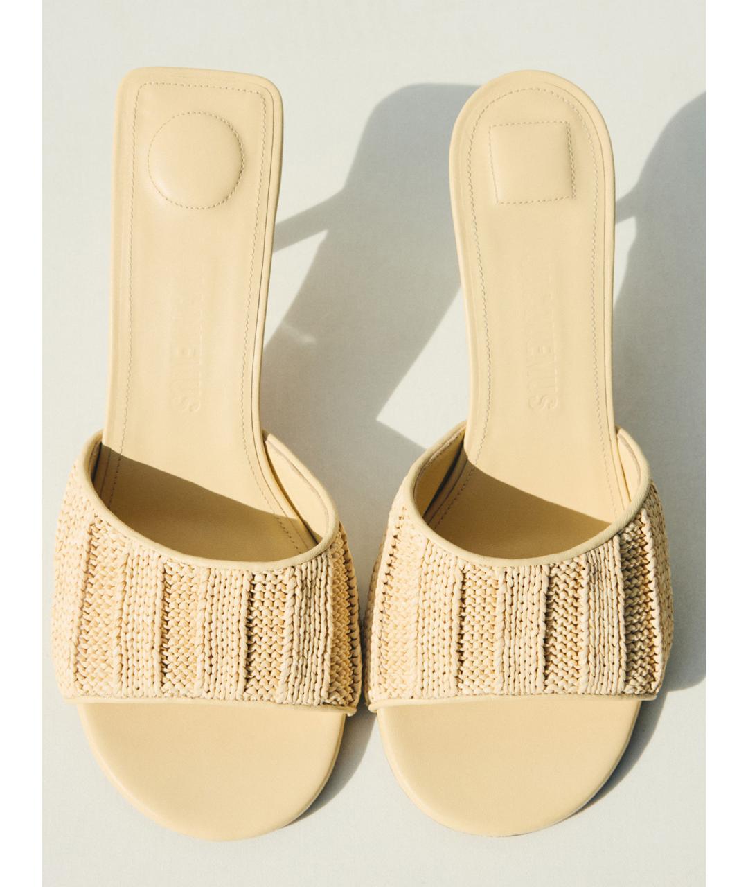 JACQUEMUS Бежевые кожаные мюли, фото 4