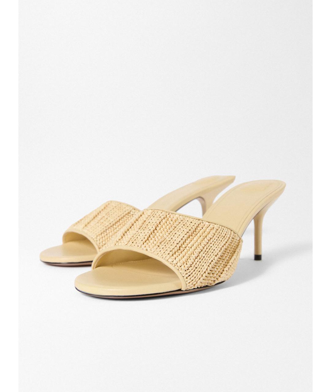 JACQUEMUS Бежевые кожаные мюли, фото 3