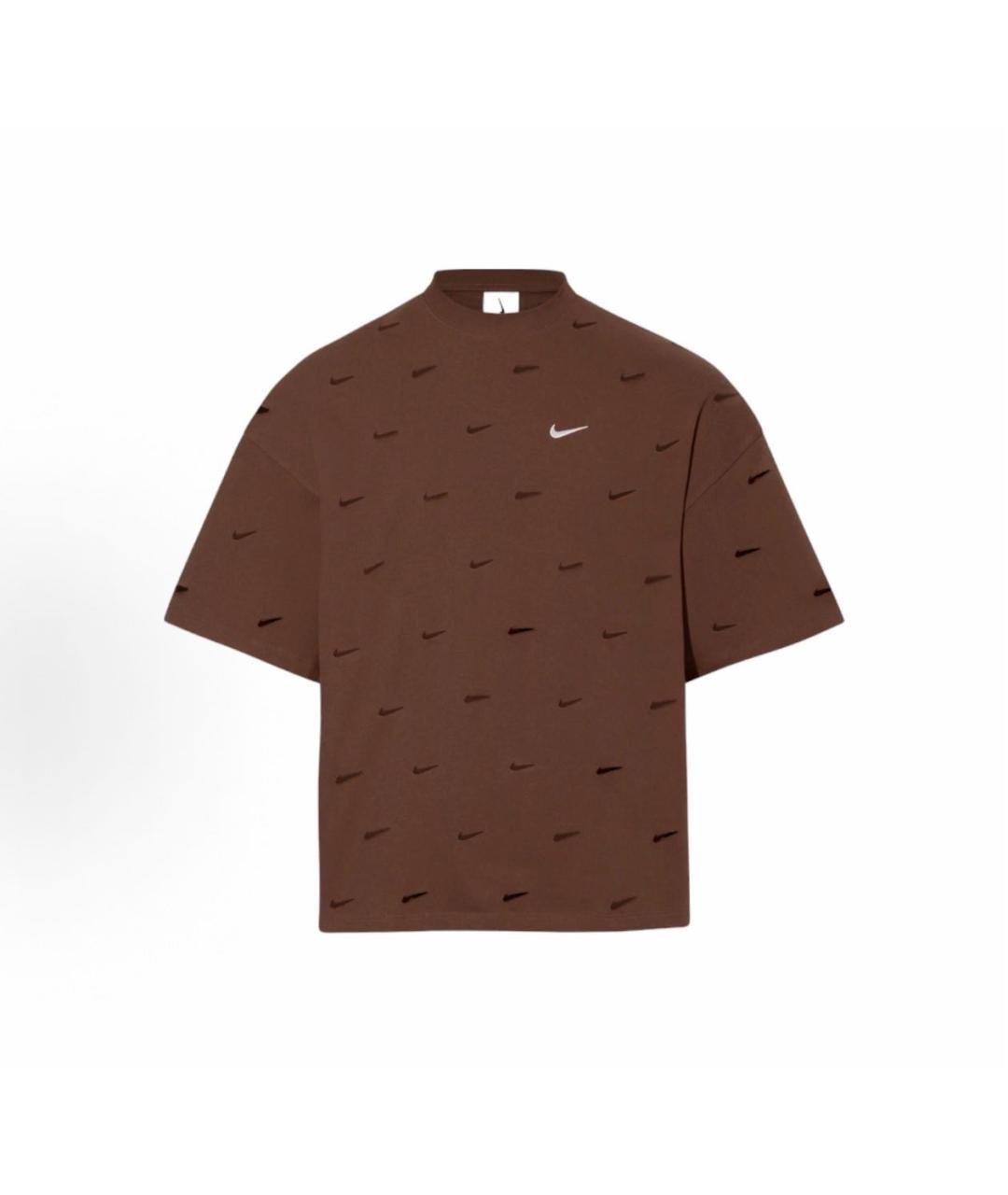 NIKE Коричневая хлопковая футболка, фото 4