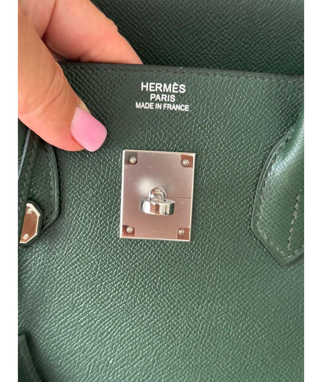 HERMES Зеленая кожаная сумка с короткими ручками, фото 5