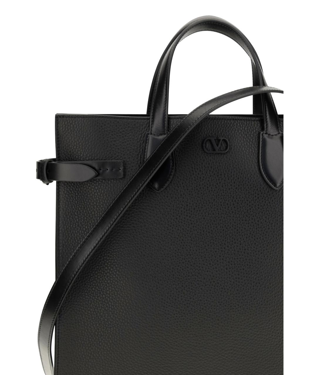 VALENTINO Черная кожаная сумка тоут, фото 4