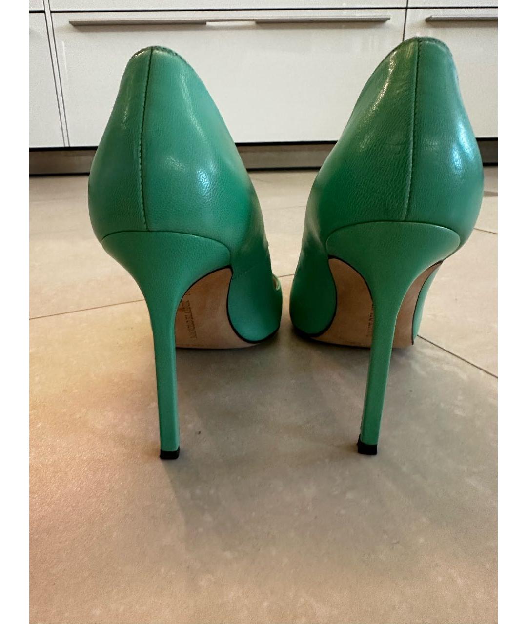 MANOLO BLAHNIK Салатовые кожаные туфли, фото 4