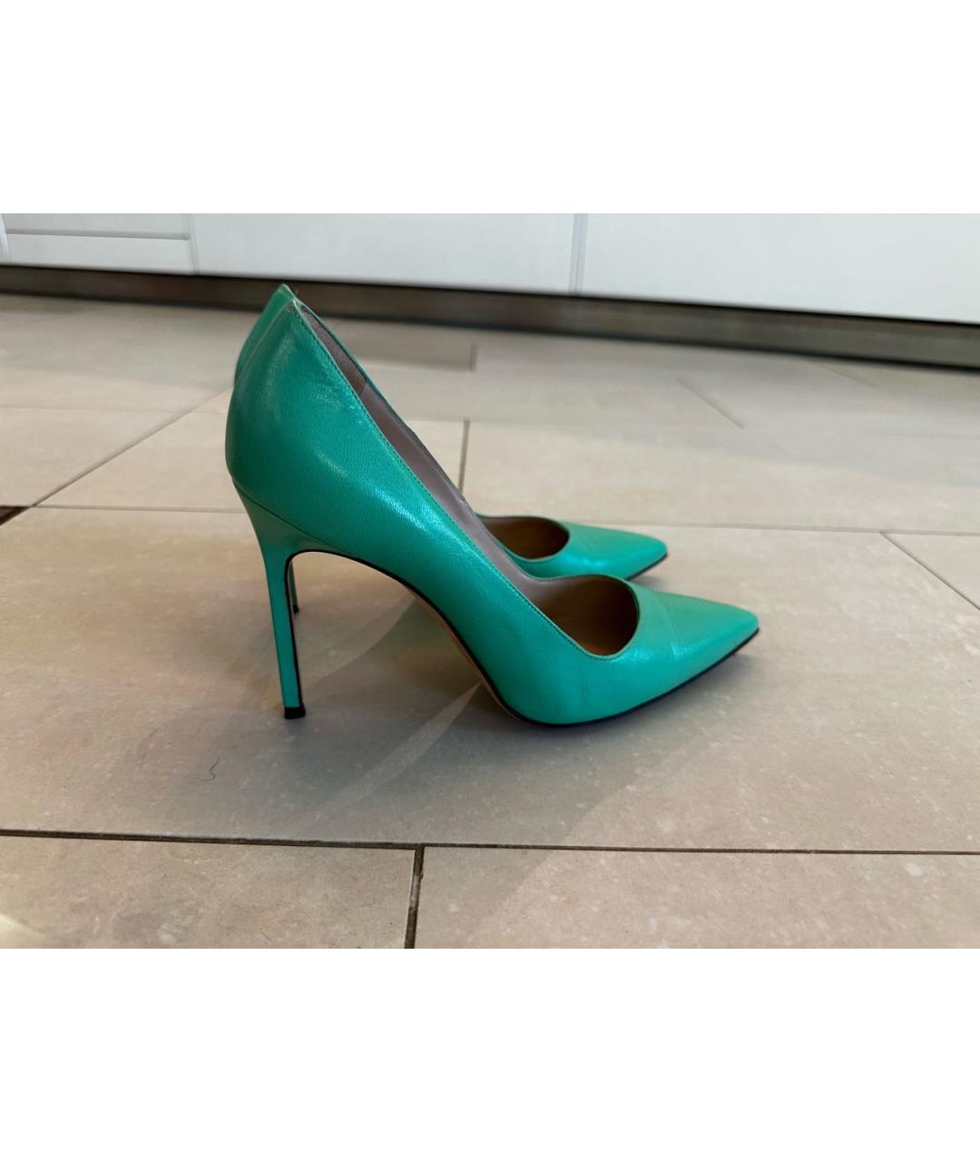 MANOLO BLAHNIK Салатовые кожаные туфли, фото 5