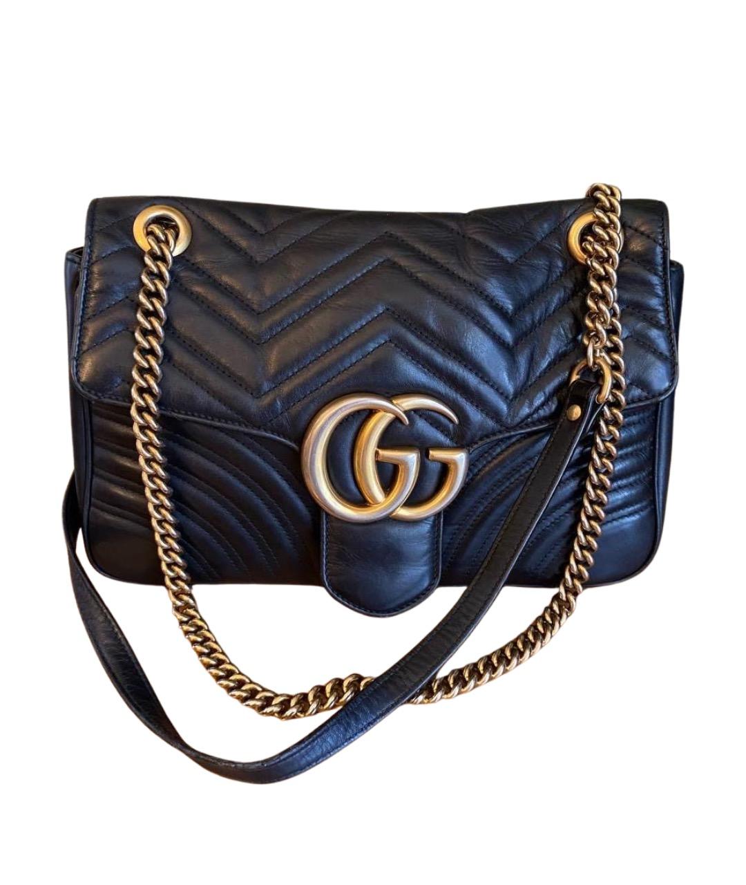 GUCCI Черная кожаная сумка через плечо, фото 1