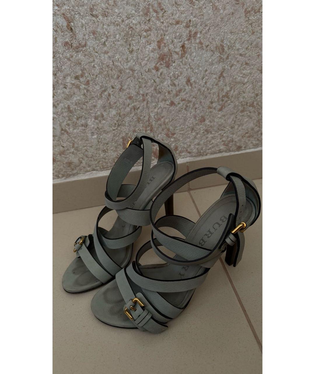 BURBERRY Хаки нубуковые босоножки, фото 5