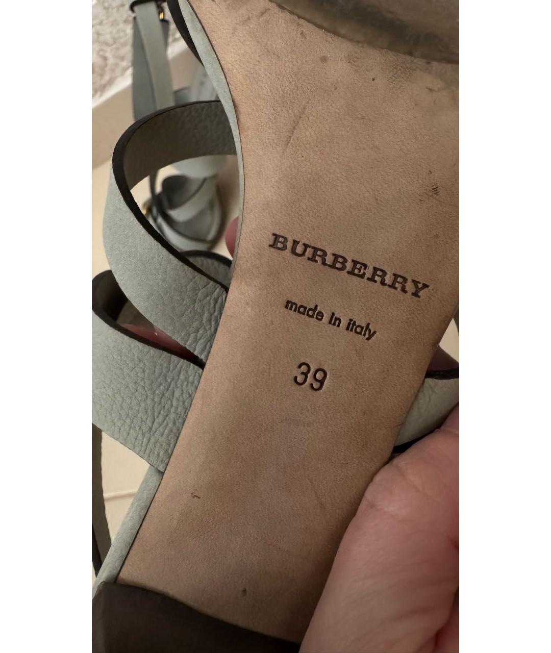 BURBERRY Хаки нубуковые босоножки, фото 4