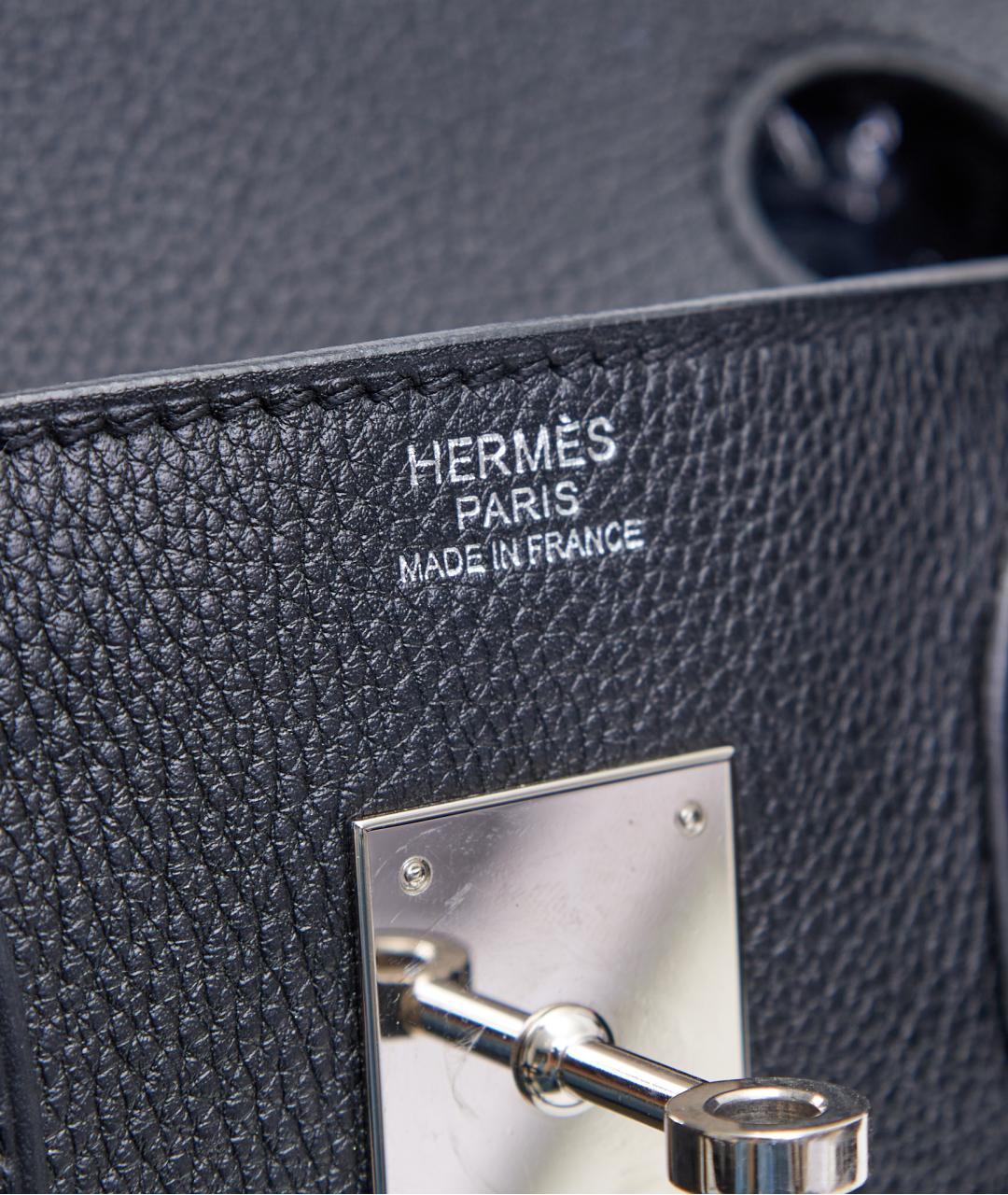 HERMES Черная кожаная сумка с короткими ручками, фото 6
