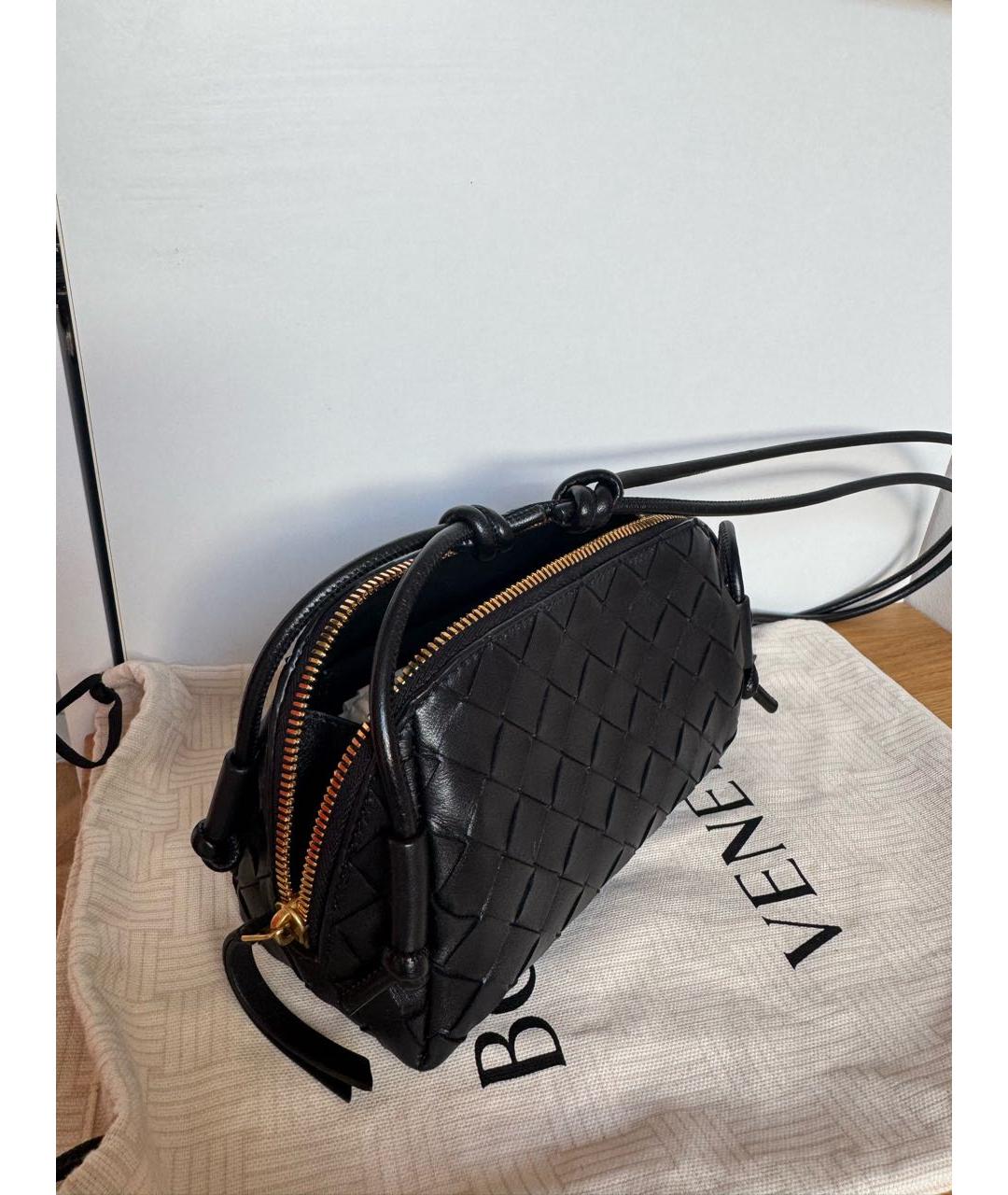 BOTTEGA VENETA Черная кожаная сумка через плечо, фото 2