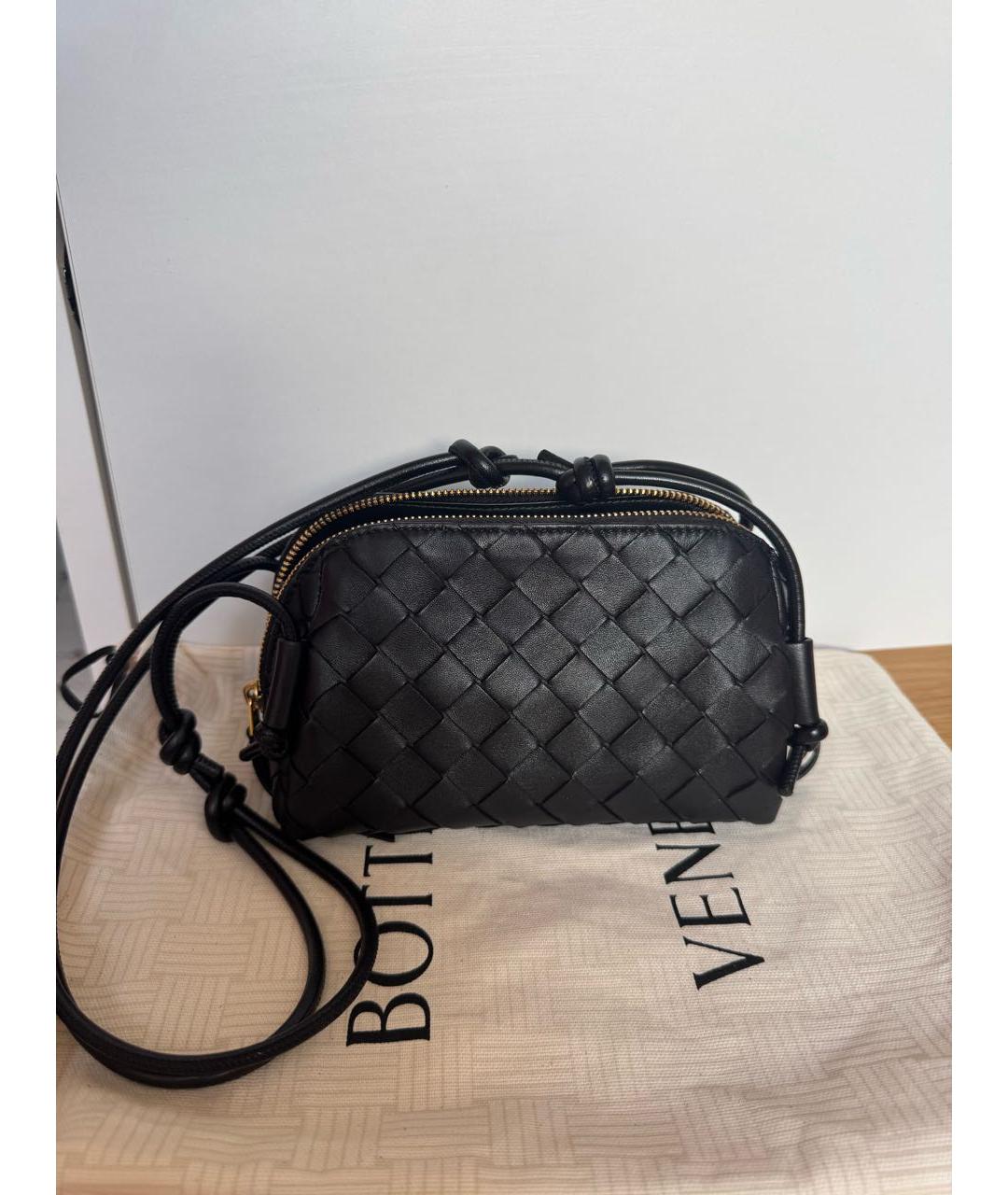 BOTTEGA VENETA Черная кожаная сумка через плечо, фото 3