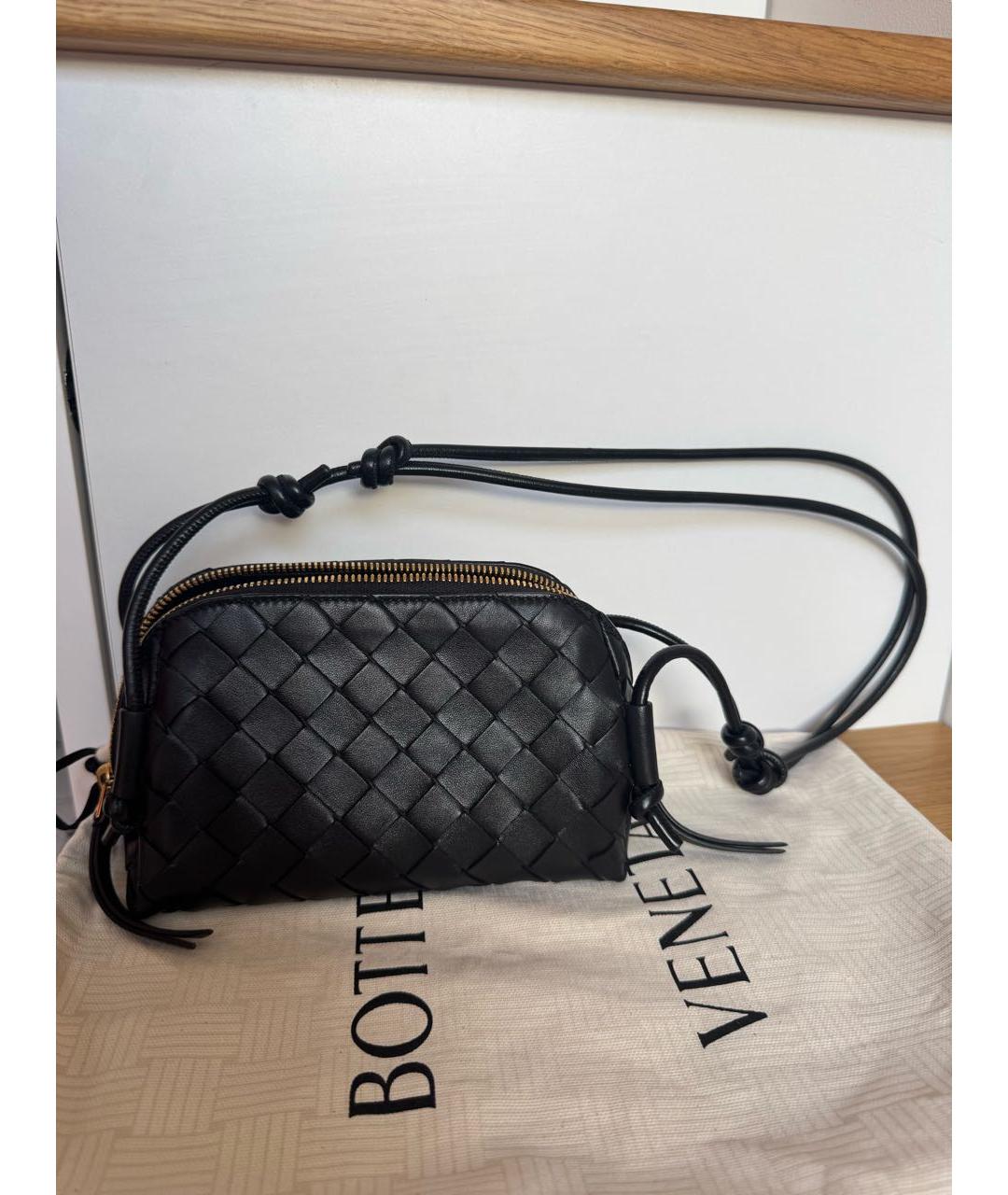 BOTTEGA VENETA Черная кожаная сумка через плечо, фото 5