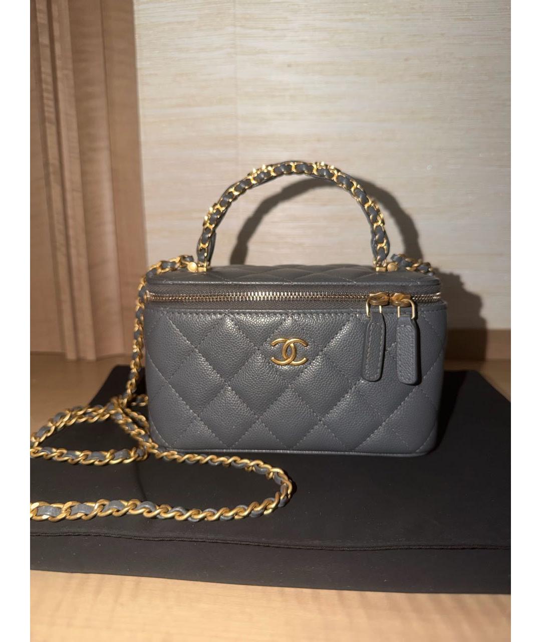 CHANEL Антрацитовая кожаная сумка через плечо, фото 9