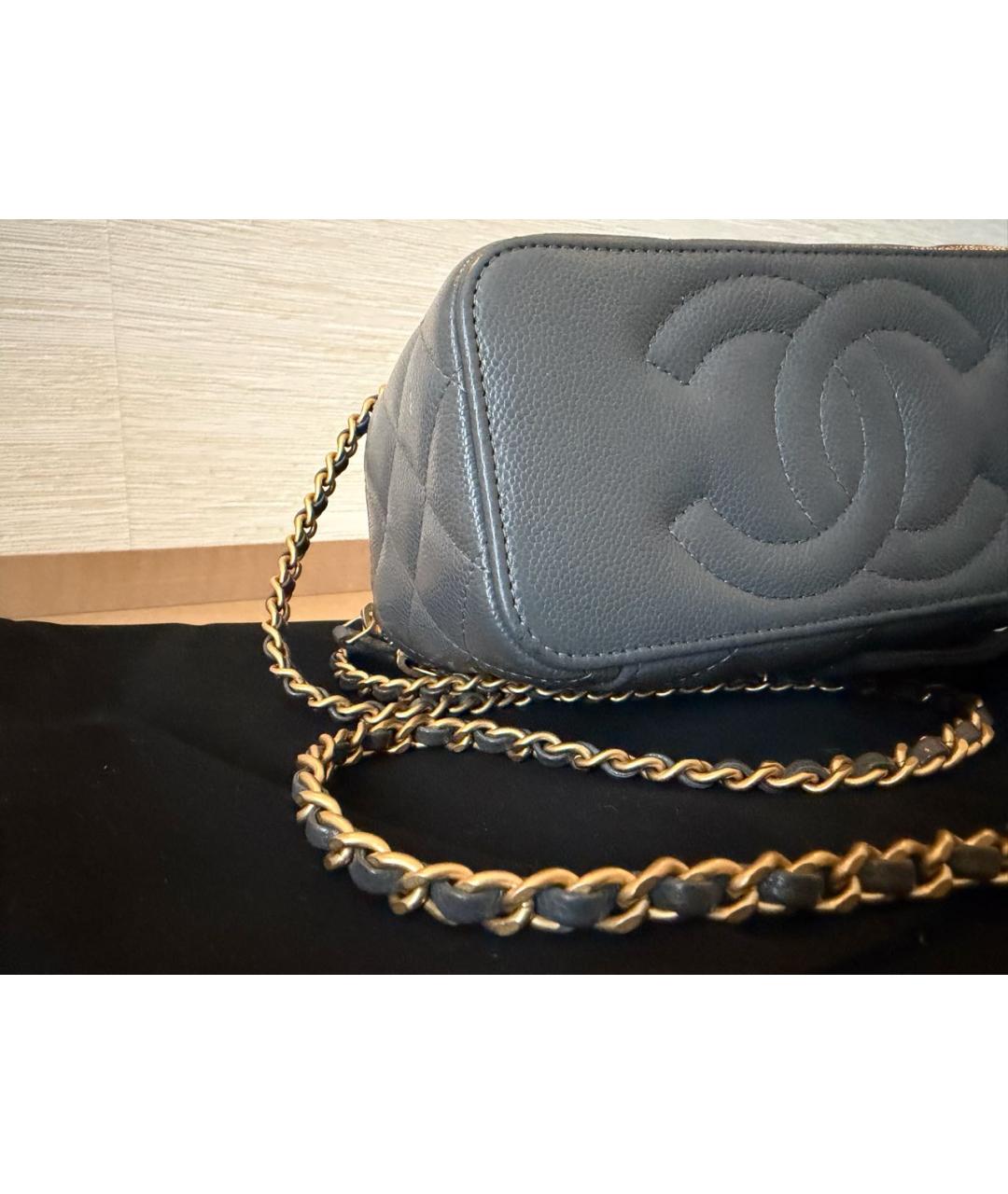 CHANEL Антрацитовая кожаная сумка через плечо, фото 5