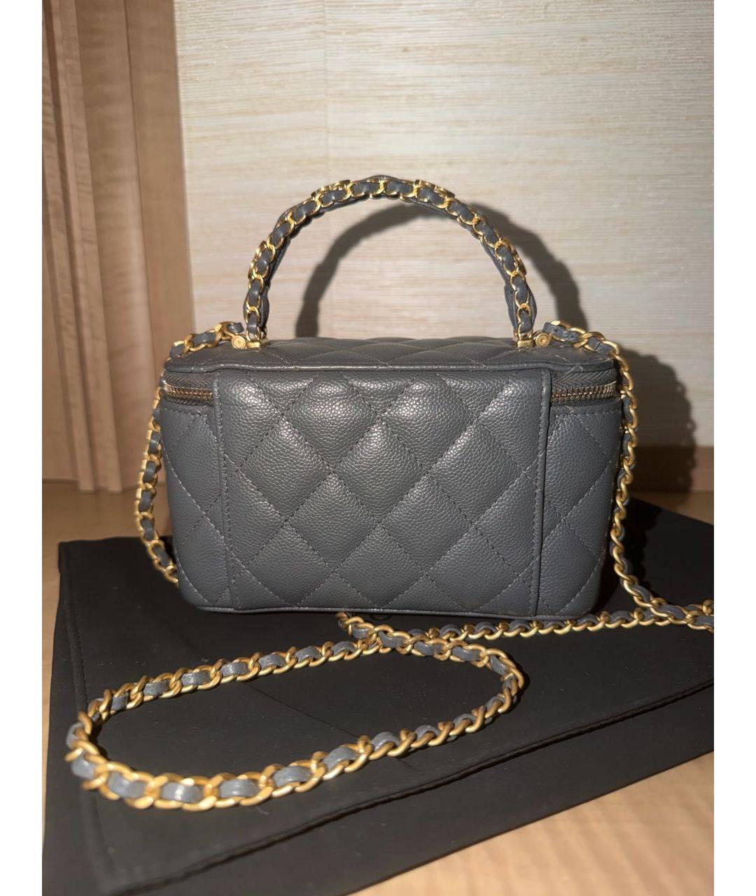 CHANEL Антрацитовая кожаная сумка через плечо, фото 3