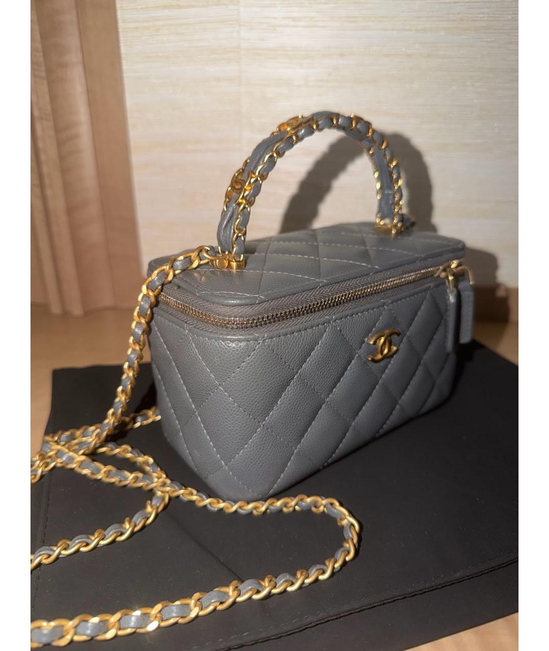 CHANEL Антрацитовая кожаная сумка через плечо, фото 2