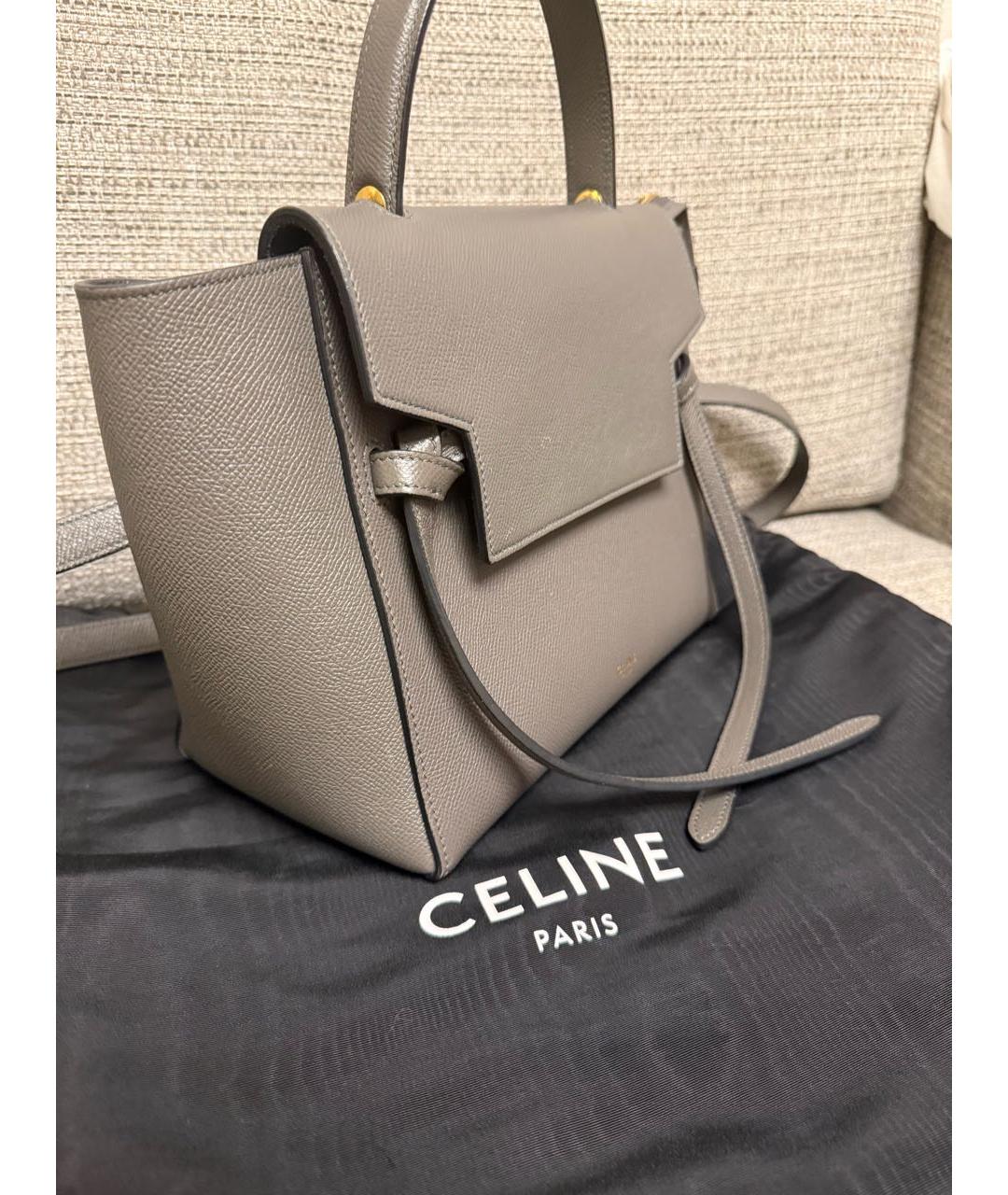 CELINE Серая кожаная сумка с короткими ручками, фото 2