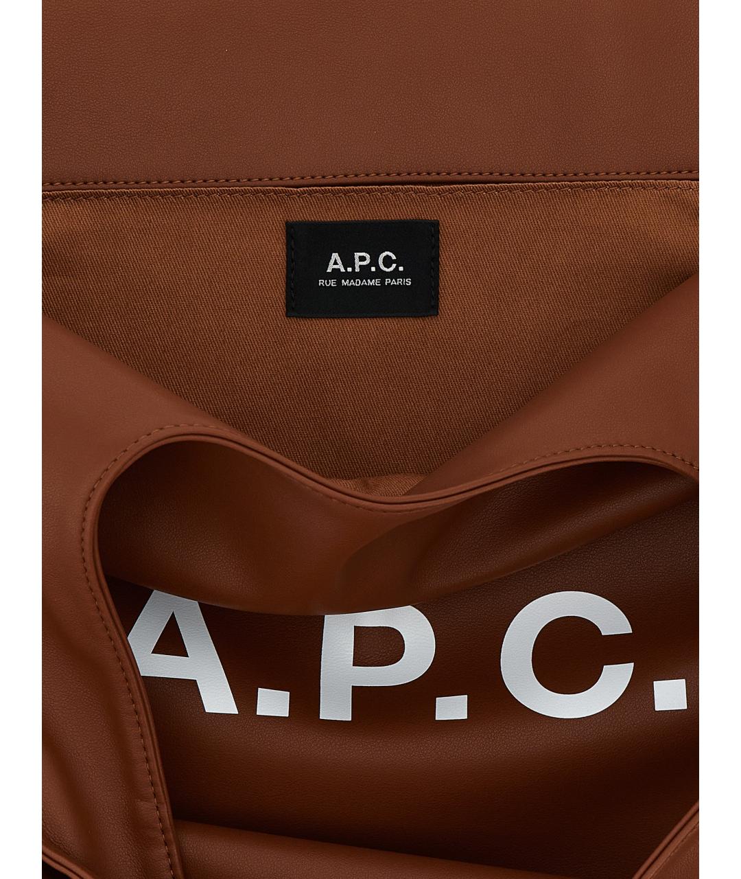 A.P.C. Коричневая синтетическая сумка тоут, фото 4