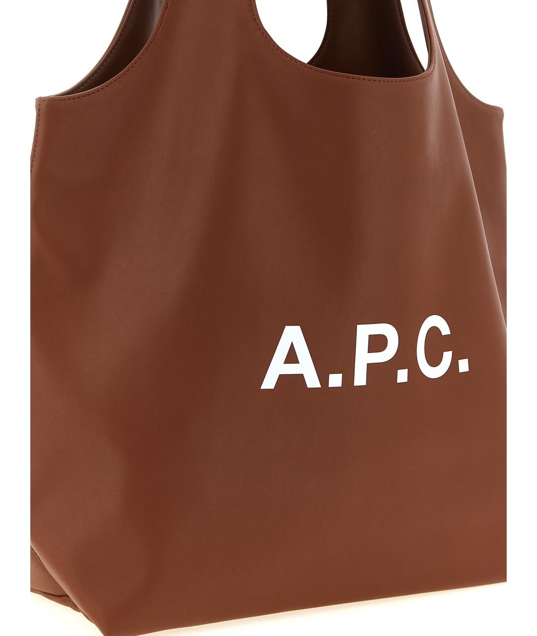 A.P.C. Коричневая синтетическая сумка тоут, фото 3
