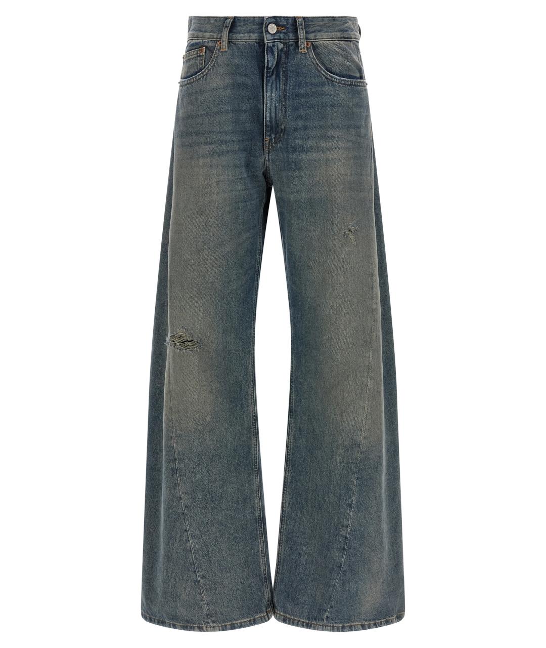 MM6 MAISON MARGIELA Синие хлопковые прямые джинсы, фото 1