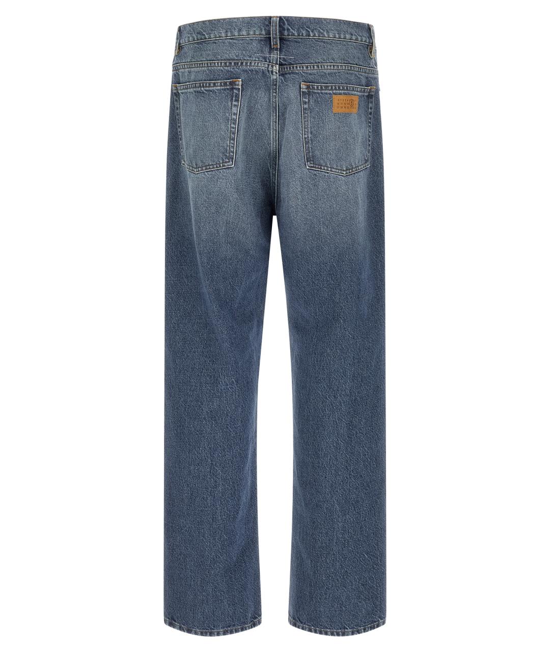MM6 MAISON MARGIELA Синие хлопковые прямые джинсы, фото 2
