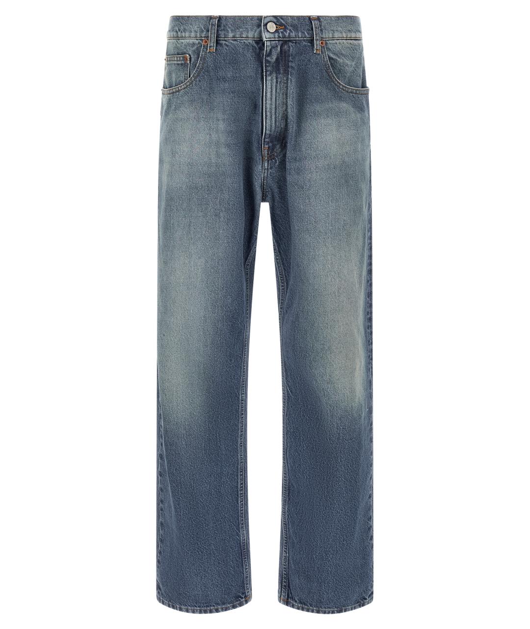 MM6 MAISON MARGIELA Синие хлопковые прямые джинсы, фото 1