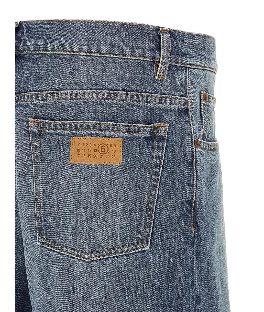 MM6 MAISON MARGIELA Синие хлопковые прямые джинсы, фото 4