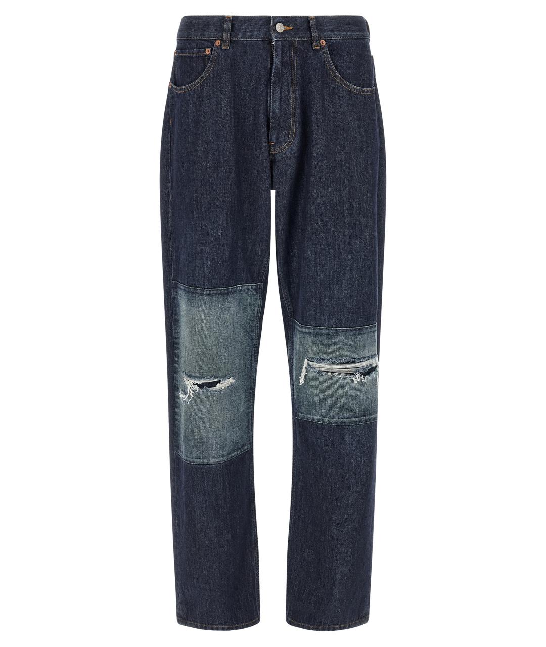 MM6 MAISON MARGIELA Синие хлопковые прямые джинсы, фото 1