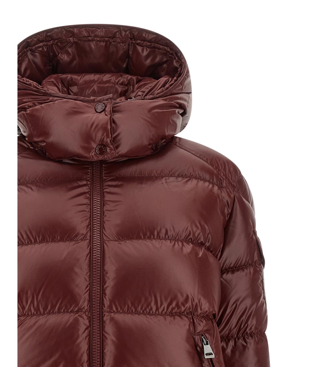 MONCLER Бордовый полиамидовый пуховик, фото 4