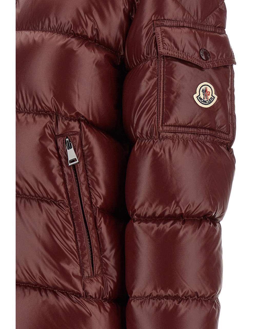 MONCLER Бордовый полиамидовый пуховик, фото 6