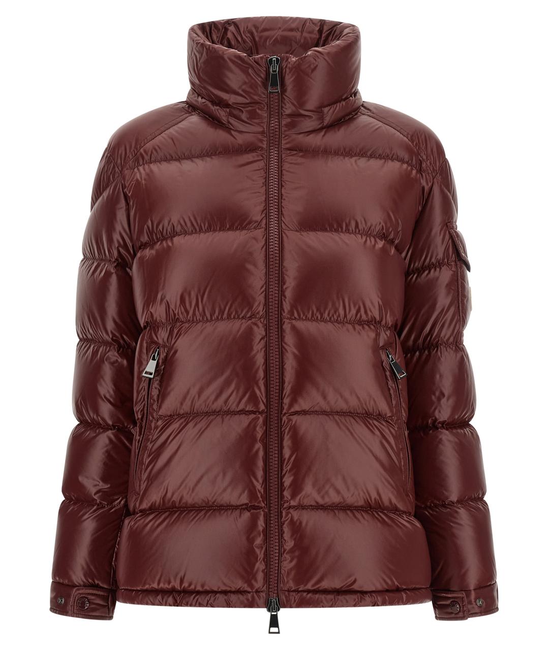 MONCLER Бордовый полиамидовый пуховик, фото 2
