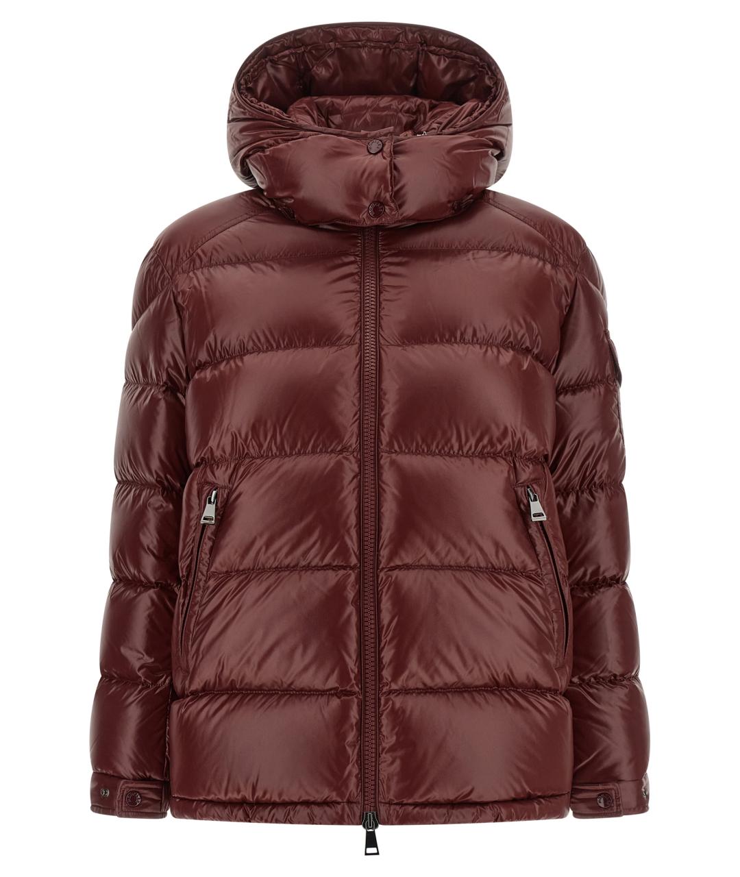 MONCLER Бордовый полиамидовый пуховик, фото 1