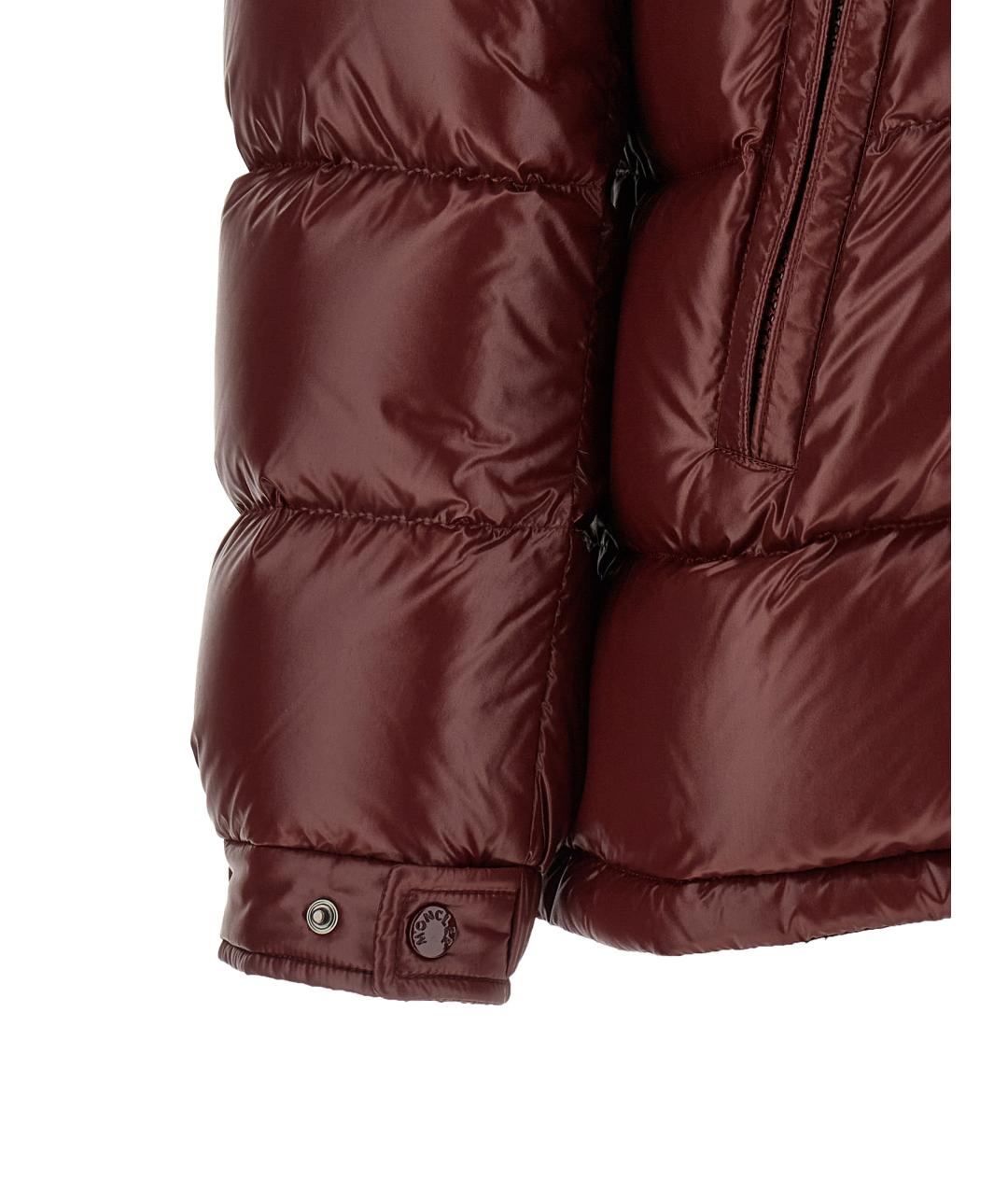 MONCLER Бордовый полиамидовый пуховик, фото 5