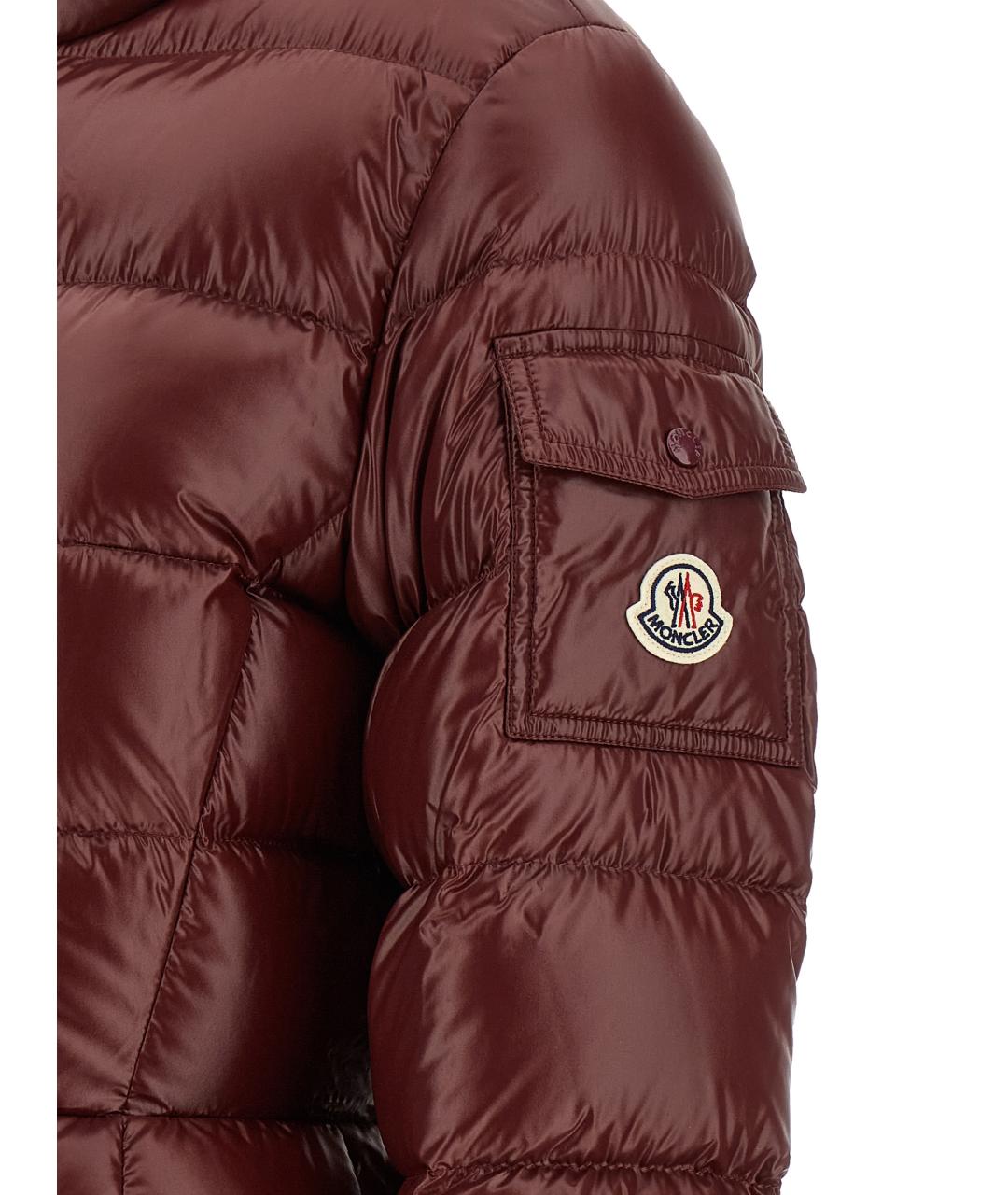 MONCLER Бордовый полиамидовый пуховик, фото 5