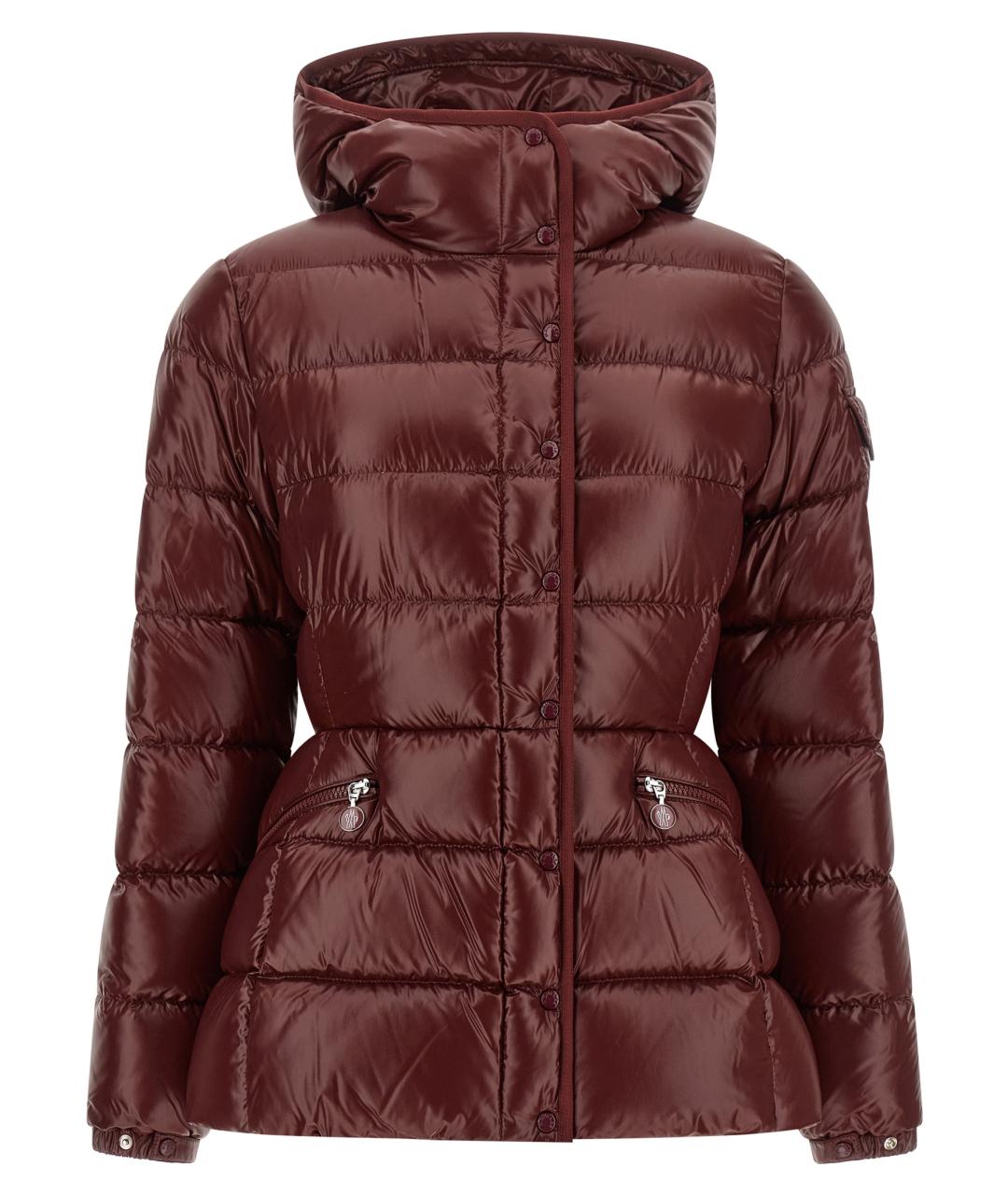 MONCLER Бордовый полиамидовый пуховик, фото 1