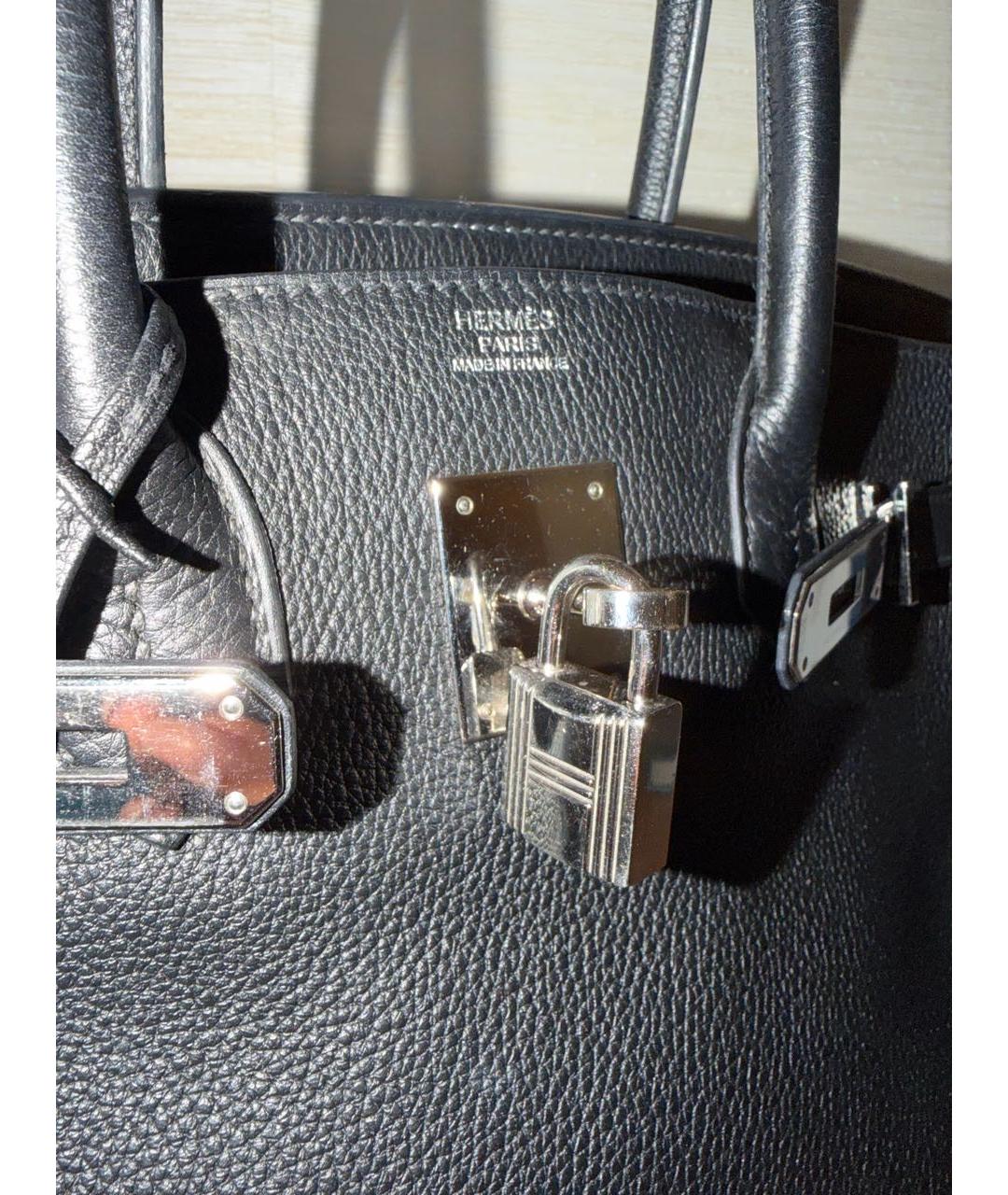 HERMES Черная кожаная сумка с короткими ручками, фото 5
