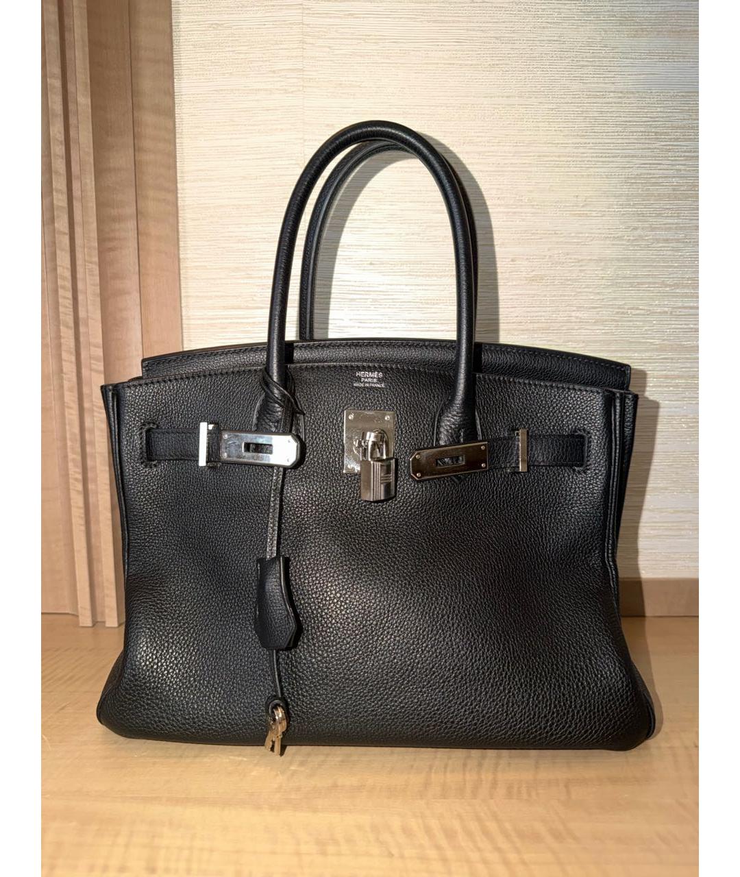 HERMES Черная кожаная сумка с короткими ручками, фото 9