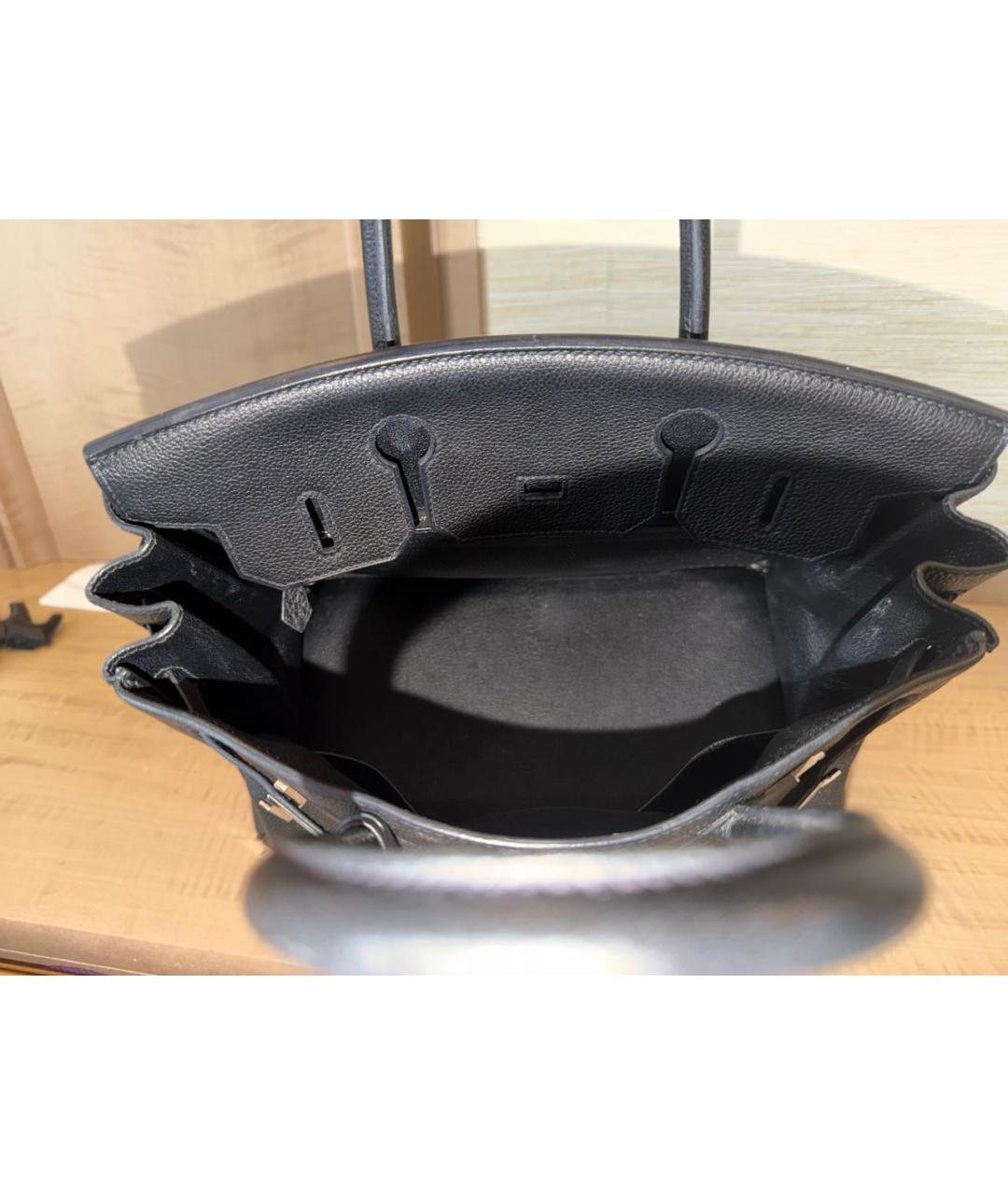 HERMES Черная кожаная сумка с короткими ручками, фото 8