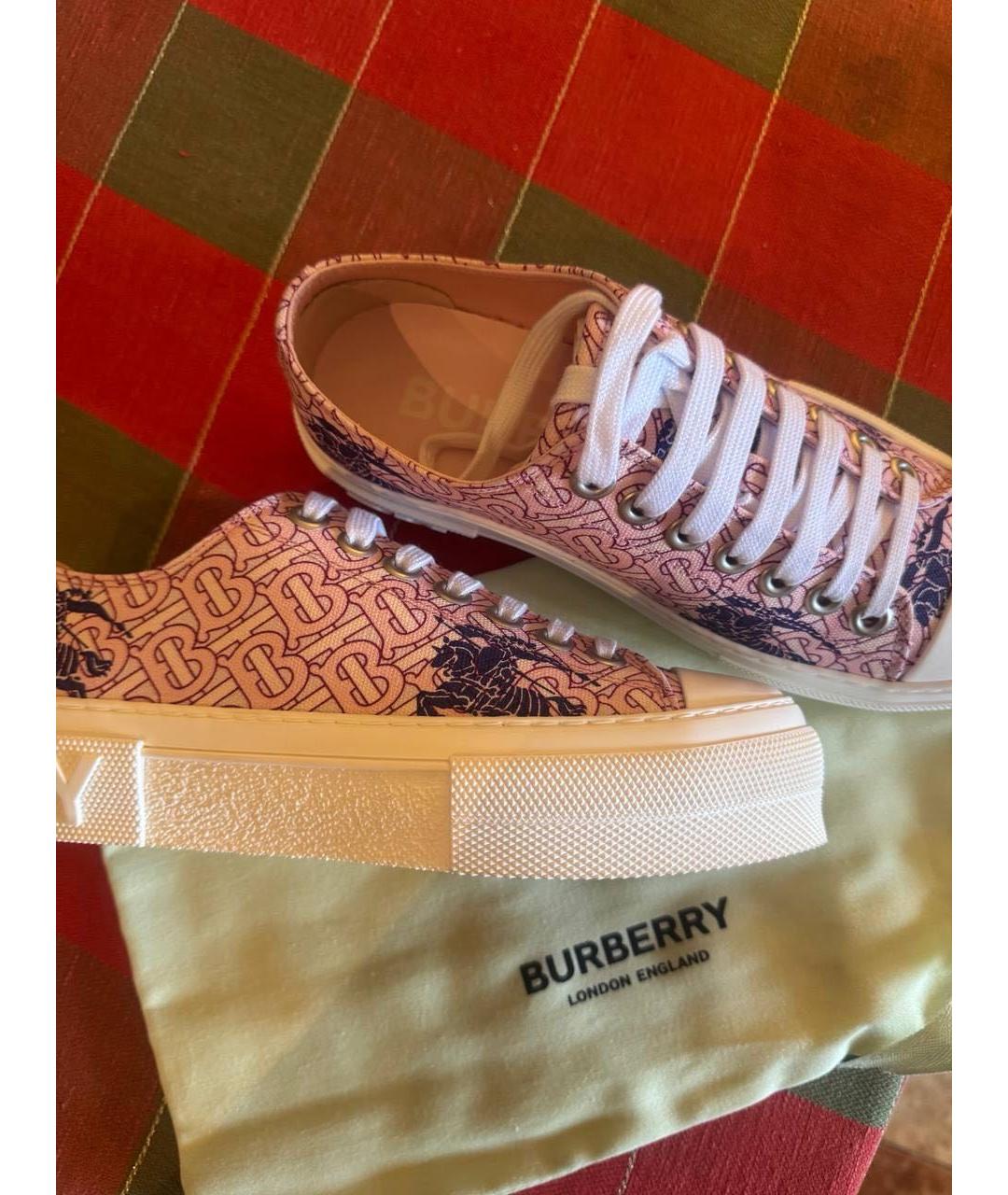 BURBERRY Розовые текстильные кеды, фото 5
