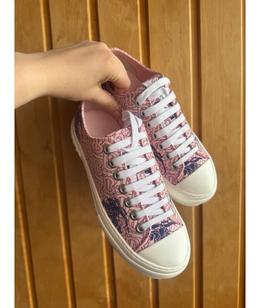 BURBERRY Розовые текстильные кеды, фото 4