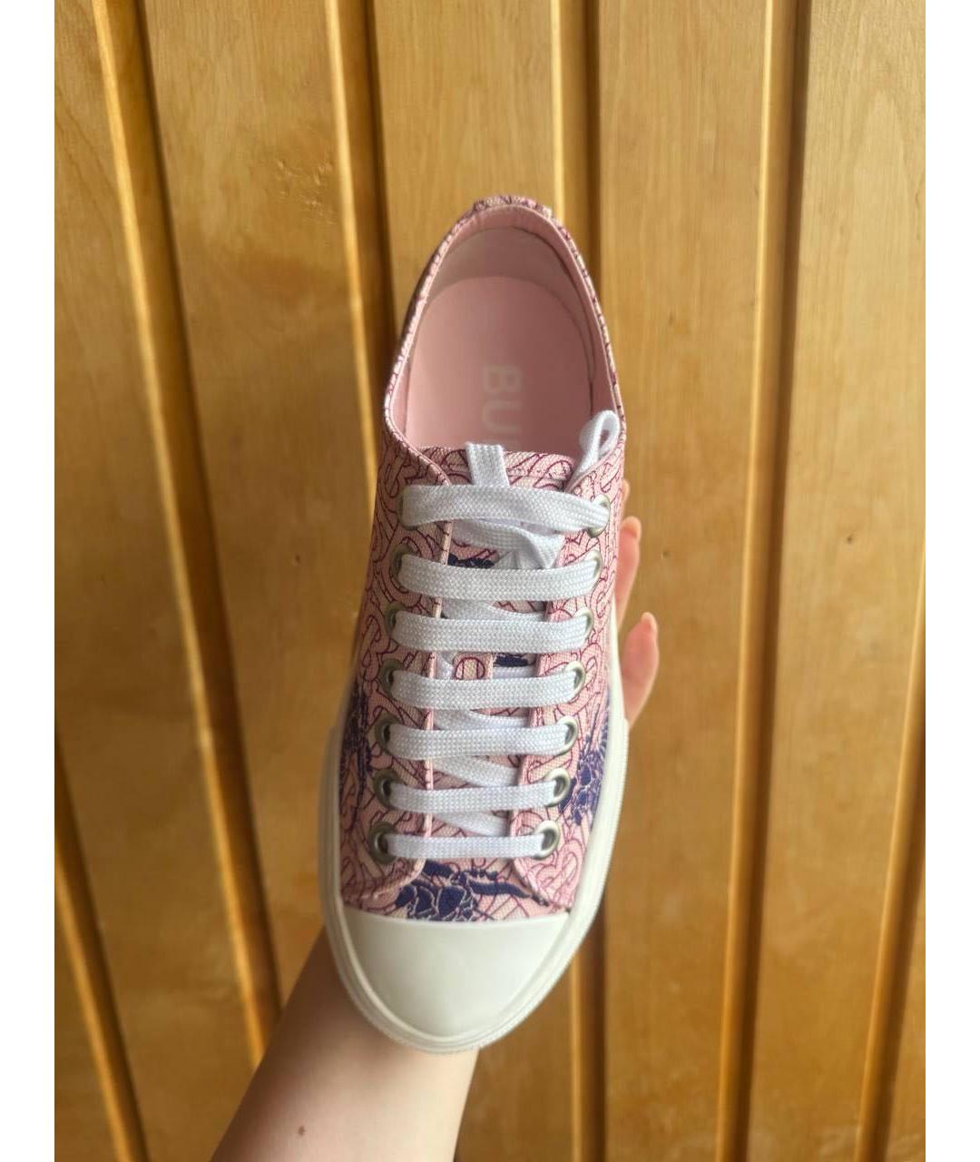 BURBERRY Розовые текстильные кеды, фото 6