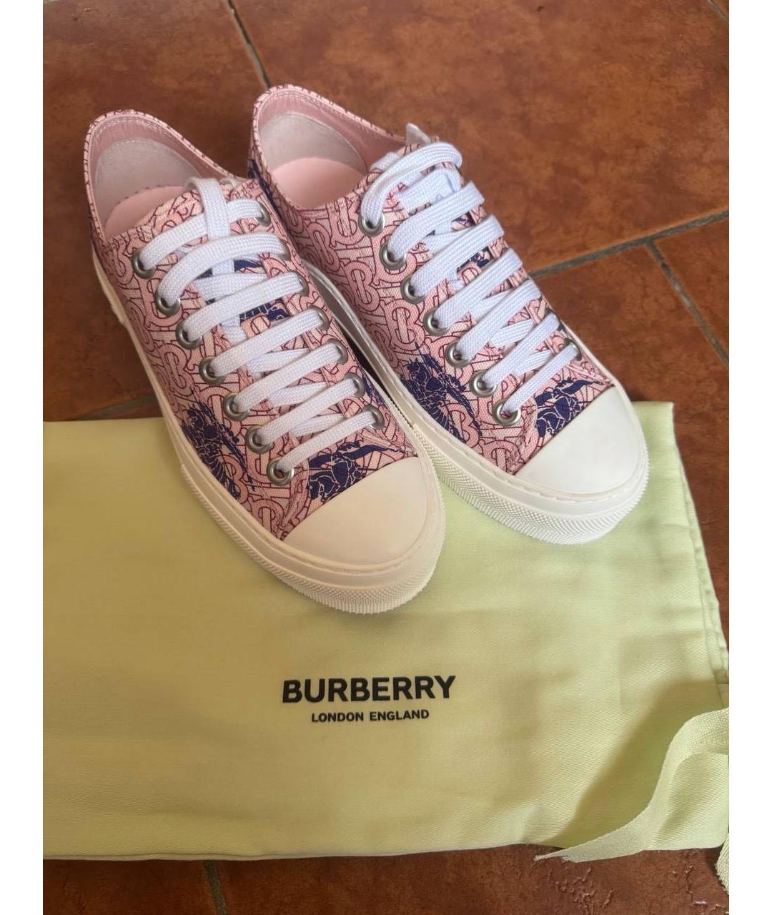 BURBERRY Розовые текстильные кеды, фото 2