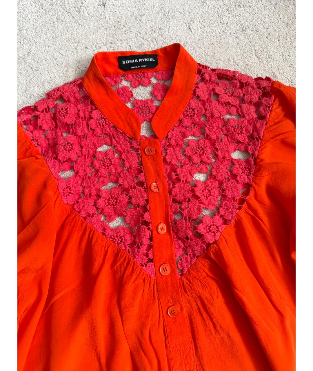 SONIA RYKIEL Коралловое шелковое повседневное платье, фото 3