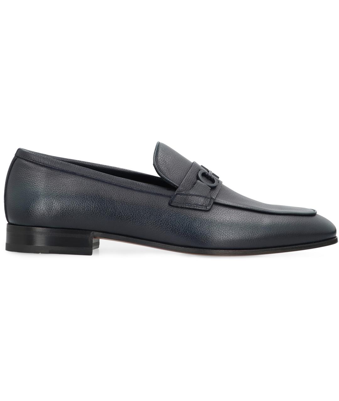 FERRAGAMO Черные кожаные лоферы, фото 1